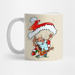 Santa Claus Playing Guitar and Skydiving Mug